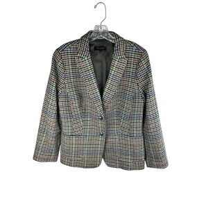 talbots classic shetland wool blend notched blazer Plaid Size 14 Classic Office